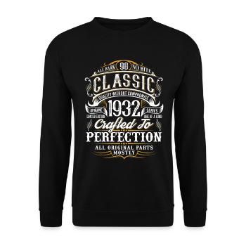 90e anniversaire Année de naissance 1932 Année de naissance - Sweat-shirt Unisexe - noir - Devant - Alina (178cm) & Michal (187cm)
