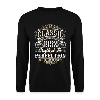 70. Geburtstag Baujahr 1952 Geburtsjahr - Unisex Pullover - Schwarz - Vorne - Alina (178cm) & Michal (187cm)