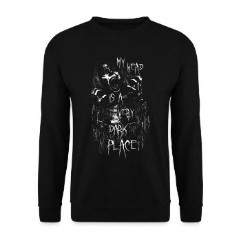 My Head Is A Very Dark Place Edgy Soft Grunge - Unisex Pullover - Schwarz - Vorne - Alina (178cm) & Michal (187cm)