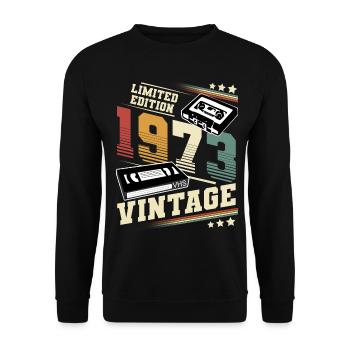 1973 Geburtsjahr Baujahr Geburtstag vintage - Unisex Pullover - Schwarz - Vorne - Alina (178cm) & Michal (187cm)