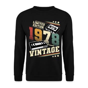 1978 Geburtsjahr Baujahr Geburtstag Vintage - Unisex Pullover - Schwarz - Vorne - Alina (178cm) & Michal (187cm)