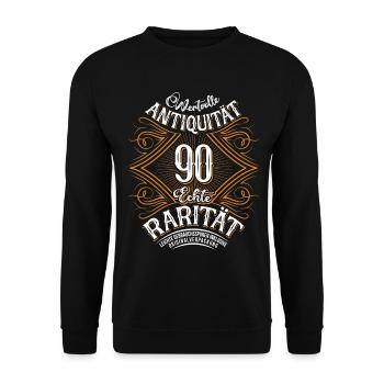 90. Geburtstag Antiquität Rarität - Unisex Pullover - Schwarz - Vorne - Alina (178cm) & Michal (187cm)