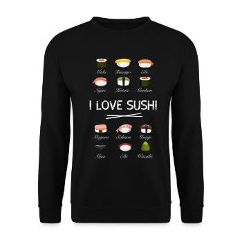 sushi kit love sushi essi sticks vue d’ensemble japon - Sweat-shirt Unisexe - noir - Devant - Alina (178cm) & Michal (187cm)
