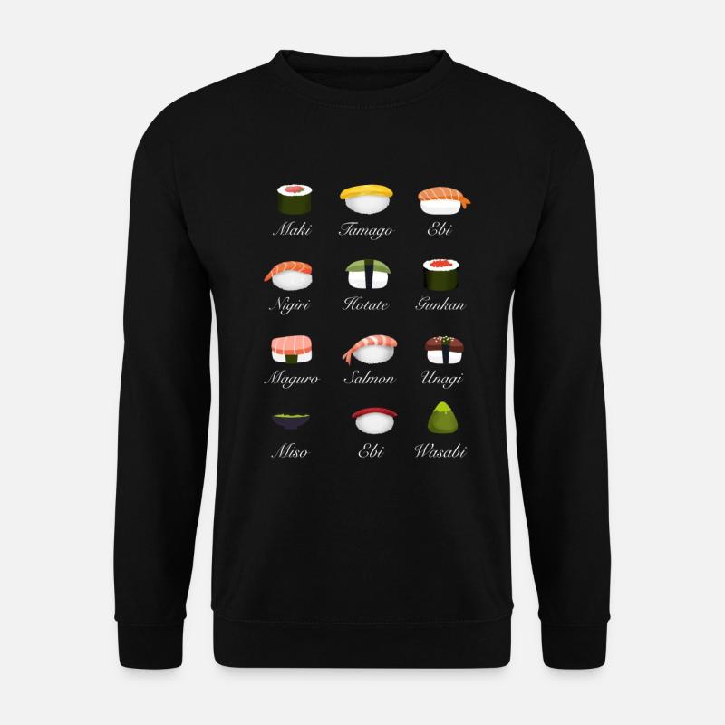 sushi kit übersicht Speisekarte japan manga essen - Unisex Pullover - Schwarz