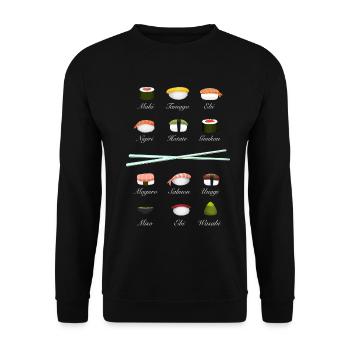 sushi kit Chopsticks manga wasabi japan riz fish - Sweat-shirt Unisexe - noir - Devant - Alina (178cm) & Michal (187cm)