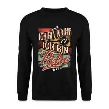 77. Geburtstag 77 Jahre Retro Vintage - Unisex Pullover - Schwarz - Vorne - Alina (178cm) & Michal (187cm)