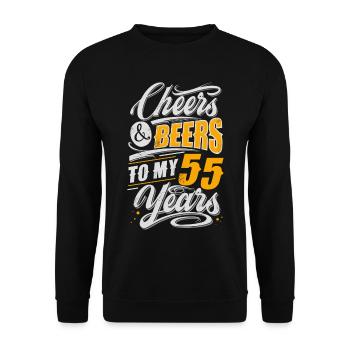 55th birthday 55 years of beer - Unisex Sweatshirt - black - Front - Alina (178cm) & Michal (187cm)