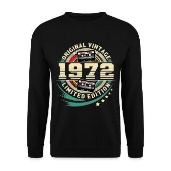 1972 Year of birth Year of construction 50th birthday Birthday - Unisex Sweatshirt - black - Front - Alina (178cm) & Michal (187cm)
