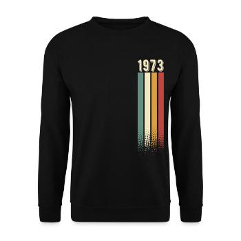 1973 Year of birth Year of construction Birthday Retro Vintage - Unisex Sweatshirt - black - Front - Alina (178cm) & Michal (187cm)