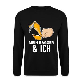 Bagger Baggerfahrer Spruch - Unisex Pullover - Schwarz - Vorne - Alina (178cm) & Michal (187cm)