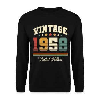 1958 Jahrgang Baujahr Geburtstag Vintage - Unisex Pullover - Schwarz - Vorne - Alina (178cm) & Michal (187cm)
