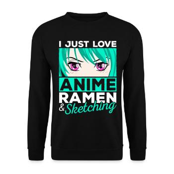 J’adore Anime Ramen Sketching Manga Cadeau - Sweat-shirt Unisexe - noir - Devant - Alina (178cm) & Michal (187cm)