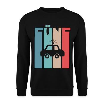 Polizeiauto 5 Jahre Kinder 5. Geburtstag Polizei - Unisex Pullover - Schwarz - Vorne - Alina (178cm) & Michal (187cm)