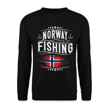 Norwegen Angeln Angler - Unisex Pullover - Schwarz - Vorne - Alina (178cm) & Michal (187cm)