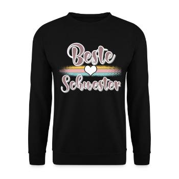 Beste Schwester - Unisex Pullover - Schwarz - Vorne - Alina (178cm) & Michal (187cm)