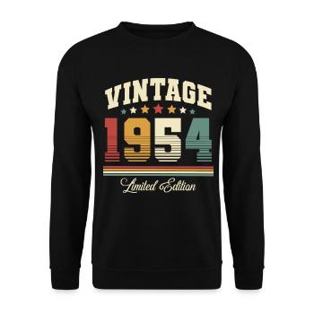 1954 Jahrgang Baujahr Geburtstag Vintage - Unisex Pullover - Schwarz - Vorne - Alina (178cm) & Michal (187cm)