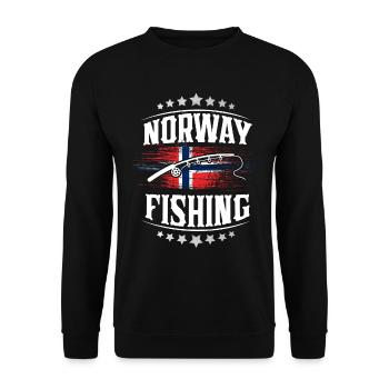 Norwegen Angeln Angler Fischen - Unisex Pullover - Schwarz - Vorne - Alina (178cm) & Michal (187cm)