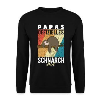 Papas Schnarchshirt Schlafshirt Faultier Retro - Unisex Pullover - Schwarz - Vorne - Alina (178cm) & Michal (187cm)