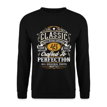 45. Geburtstag - Unisex Pullover - Schwarz - Vorne - Alina (178cm) & Michal (187cm)
