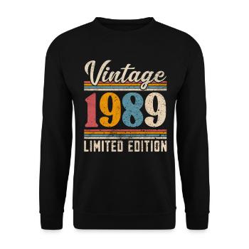 1989 Millésime Année de construction Anniversaire Vintage - Sweat-shirt Unisexe - noir - Devant - Alina (178cm) & Michal (187cm)