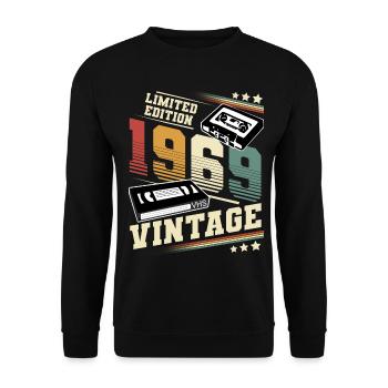 1969 Geburtsjahr Baujahr Geburtstag Vintage - Unisex Pullover - Schwarz - Vorne - Alina (178cm) & Michal (187cm)