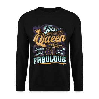 61ème anniversaire 61 ans Femmes Dames Reine - Sweat-shirt Unisexe - noir - Devant - Alina (178cm) & Michal (187cm)