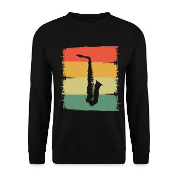 Saxophon - Unisex Pullover - Schwarz - Vorne - Alina (178cm) & Michal (187cm)