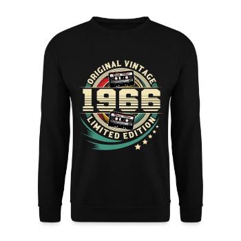 1966 Geburtsjahr Jahrgang Baujahr Geburtstag - Unisex Pullover - Schwarz - Vorne - Alina (178cm) & Michal (187cm)