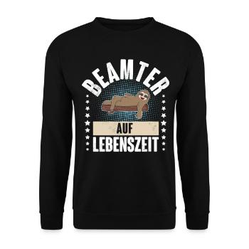Beamter auf Lebenszeit - Unisex Pullover - Schwarz - Vorne - Alina (178cm) & Michal (187cm)