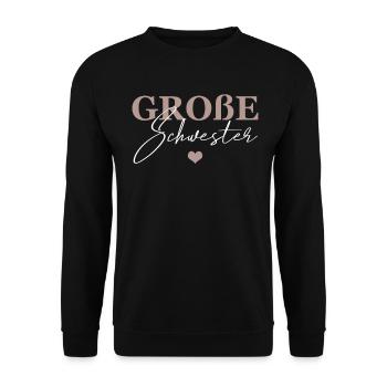 Große Schwester - Unisex Pullover - Schwarz - Vorne - Alina (178cm) & Michal (187cm)