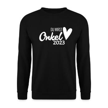 Onkel 2023 - Onkel werden - Unisex Pullover - Schwarz - Vorne - Alina (178cm) & Michal (187cm)