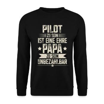 Pilot Papa Vater Vatertag - Unisex Pullover - Schwarz - Vorne - Alina (178cm) & Michal (187cm)