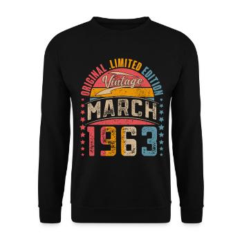 1963 Année de naissance Mars Anniversaire - Sweat-shirt Unisexe - noir - Devant - Alina (178cm) & Michal (187cm)