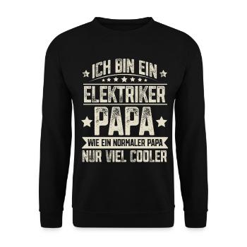 Papa Elektriker Vater Vatertag - Unisex Pullover - Schwarz - Vorne - Alina (178cm) & Michal (187cm)