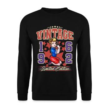 1962 Année de naissance 60e anniversaire Rockabilly - Sweat-shirt Unisexe - noir - Devant - Alina (178cm) & Michal (187cm)