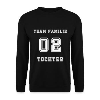 Team Familie 02 Oktober - Unisex Pullover - Schwarz - Vorne - Alina (178cm) & Michal (187cm)