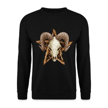 Schafskopf Pentagram Drudenfuß - Unisex Pullover - Schwarz - Vorne - Alina (178cm) & Michal (187cm)