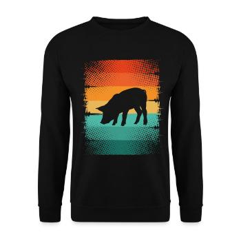 Schwein - Unisex Pullover - Schwarz - Vorne - Alina (178cm) & Michal (187cm)