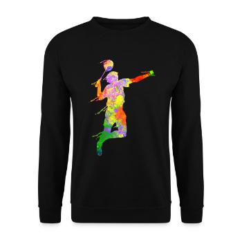 Badminton Fan Squash Coach Club Women - Unisex Sweatshirt - black - Front - Alina (178cm) & Michal (187cm)