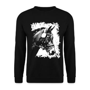 Pferd - Unisex Pullover - Schwarz - Vorne - Alina (178cm) & Michal (187cm)