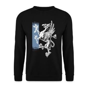 Rostock - stehender Greif - blau weiss - Unisex Pullover - Schwarz - Vorne - Alina (178cm) & Michal (187cm)