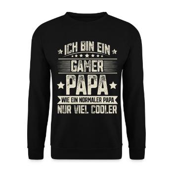 Gamer Vater Vatertag - Unisex Pullover - Schwarz - Vorne - Alina (178cm) & Michal (187cm)