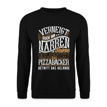Pizzabäcker - Unisex Pullover - Schwarz - Vorne - Alina (178cm) & Michal (187cm)