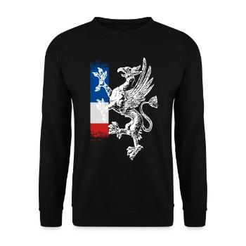 stehender Greif blau weiss rot Rostock - Unisex Pullover - Schwarz - Vorne - Alina (178cm) & Michal (187cm)