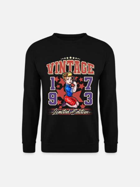1973 Geburtsjahr Geburtstag Vintage Rockabilly - Unisex Pullover - Schwarz