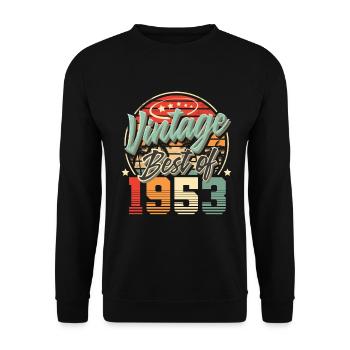 1953 Geburtsjahr Vintage Geburtstag - Unisex Pullover - Schwarz - Vorne - Alina (178cm) & Michal (187cm)