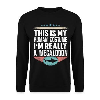 Megalodon Riesen Hai - Unisex Pullover - Schwarz - Vorne - Alina (178cm) & Michal (187cm)