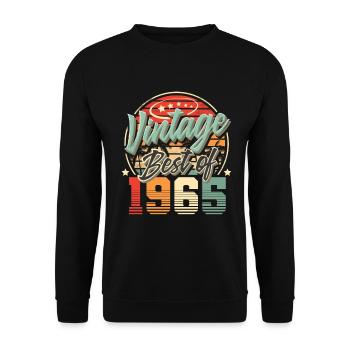 1965 Geburtsjahr Vintage Geburtstag - Unisex Pullover - Schwarz - Vorne - Alina (178cm) & Michal (187cm)