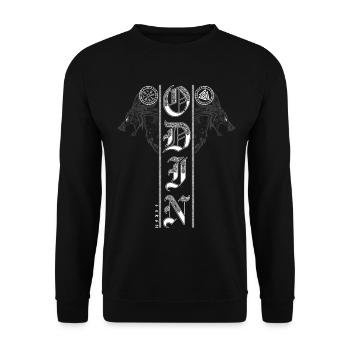 Odin Geri Freki Wölfe Vegvisir Wotansknoten Wolf - Unisex Pullover - Schwarz - Vorne - Alina (178cm) & Michal (187cm)