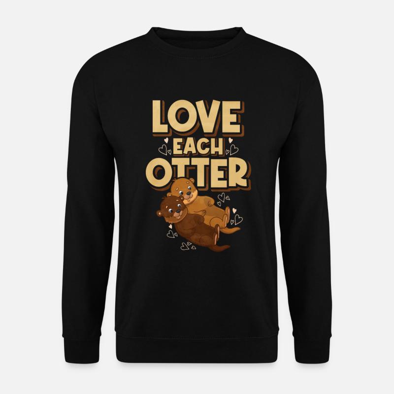 Love Each Otter – Cute Otter Couple - Unisex Pullover - Schwarz